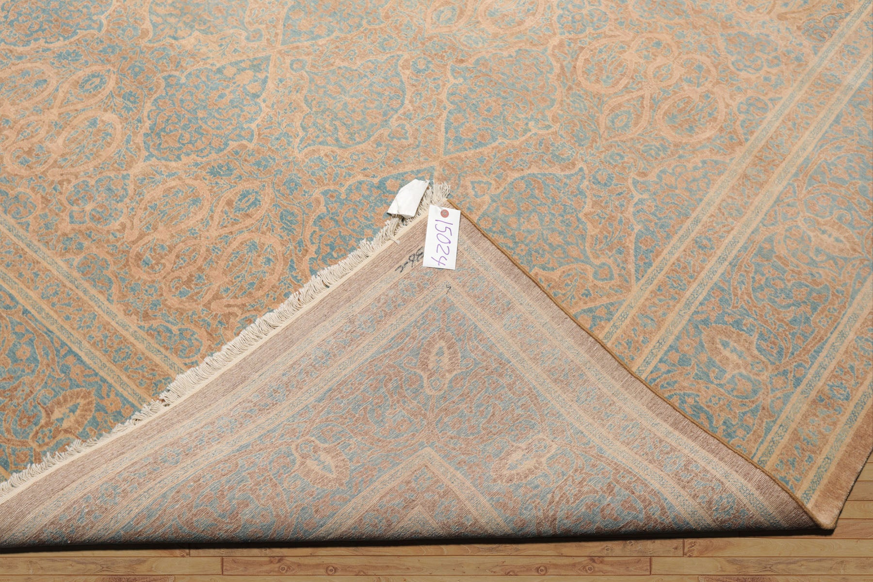 8x10 Beige, Tan, Aqua Color Hand Knotted Pak Persian 100% Wool Traditional Oriental Rug