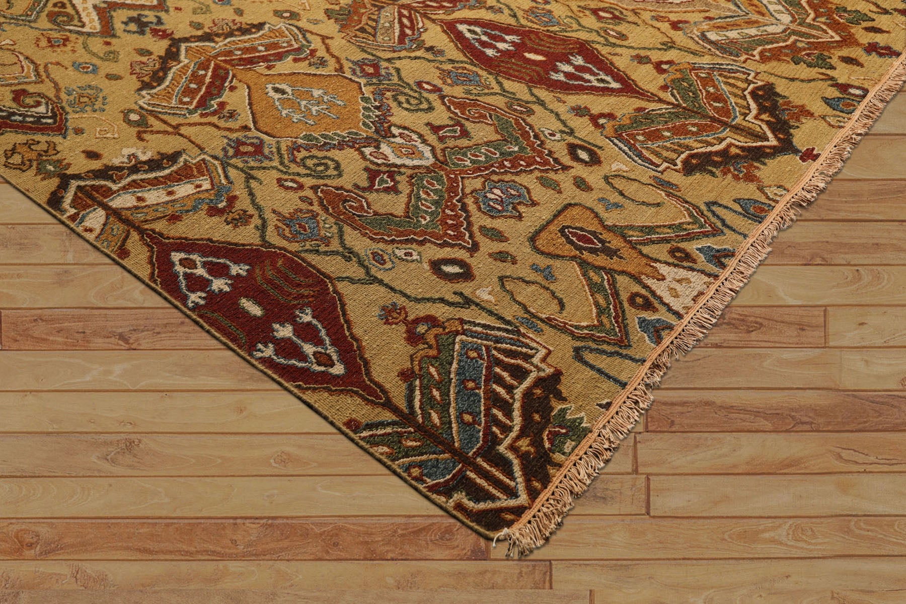 8x10 Light Gold, Rust, Sage Color Hand Knotted Soumak Wool Traditional Oriental Rug