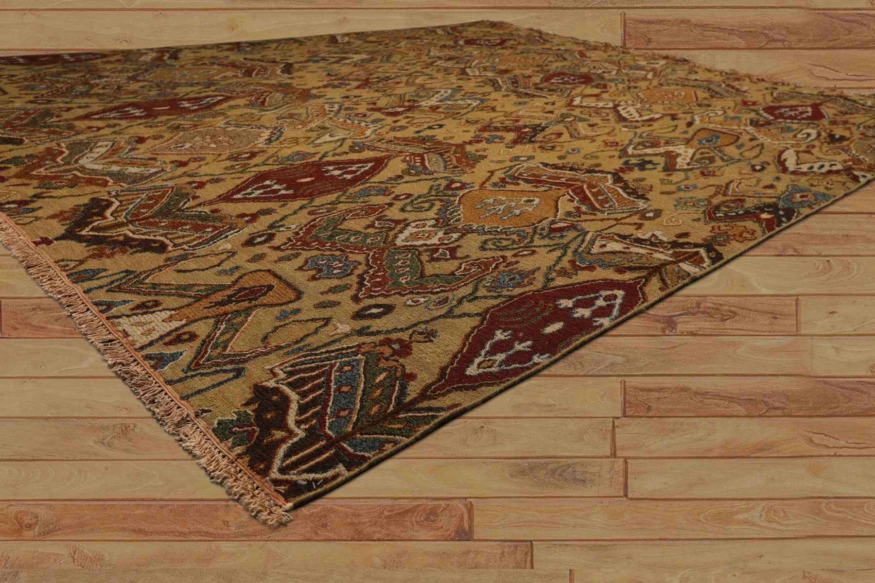 8x10 Light Gold, Rust, Sage Color Hand Knotted Soumak Wool Traditional Oriental Rug
