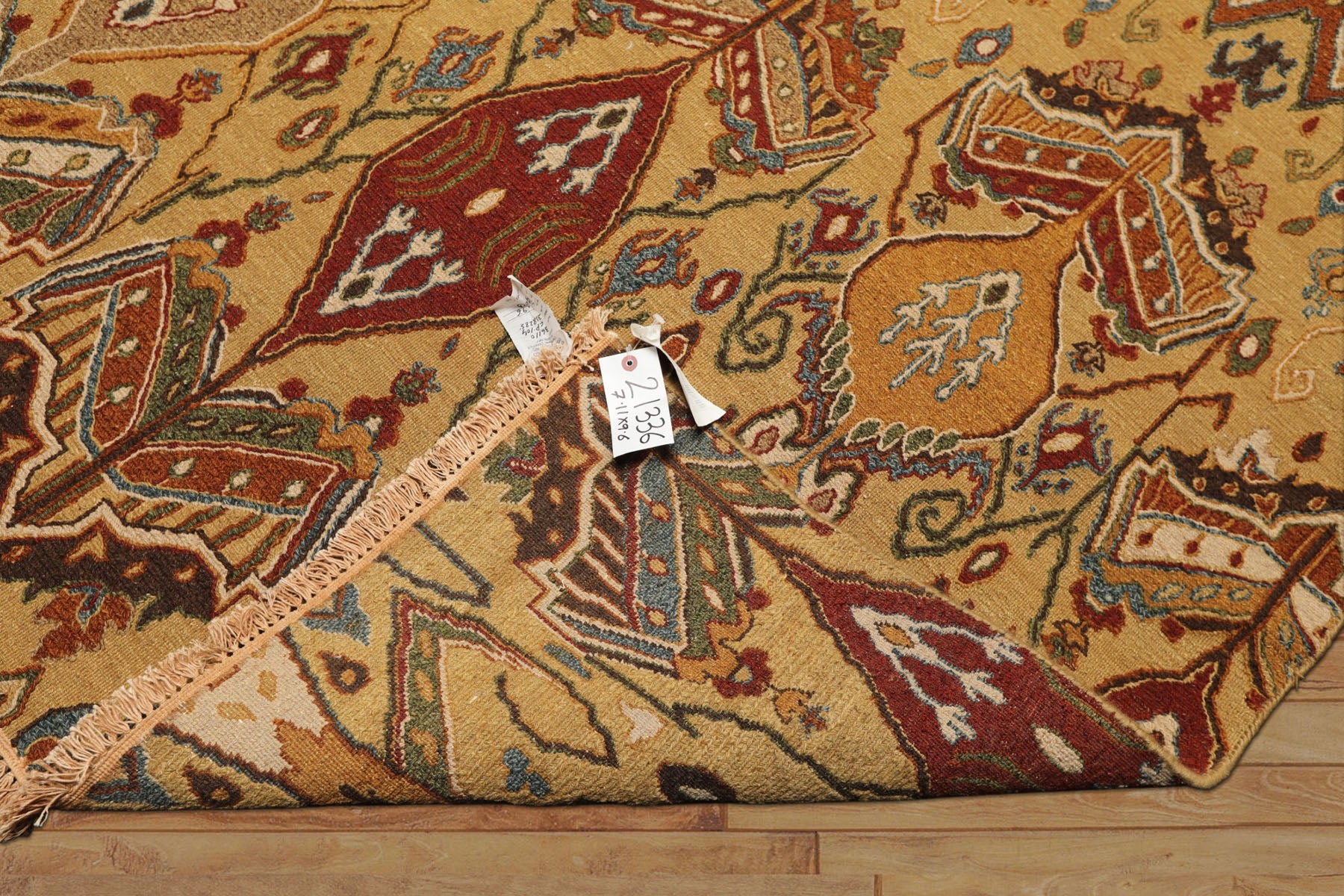 8x10 Light Gold, Rust, Sage Color Hand Knotted Soumak Wool Traditional Oriental Rug