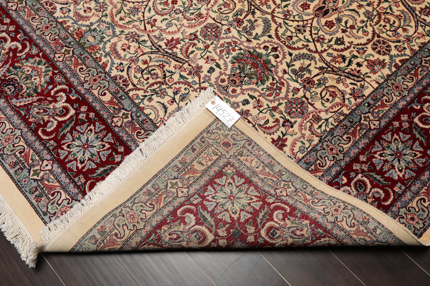 8x10 Ivory, Burgundy, Blue Color Hand Knotted All-Over 100% Wool Traditional Oriental Rug