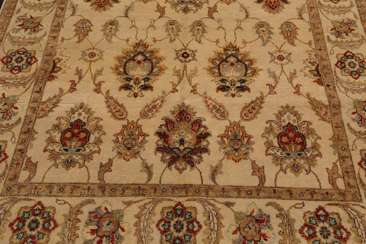 6x9 Beige, Tan, Rust Color Hand Knotted All-Over 100% Wool Traditional Oriental Rug