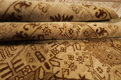 9x12 Light Gold, Tan, Brown Color Hand Knotted Agra Wool Transitional Oriental Rug