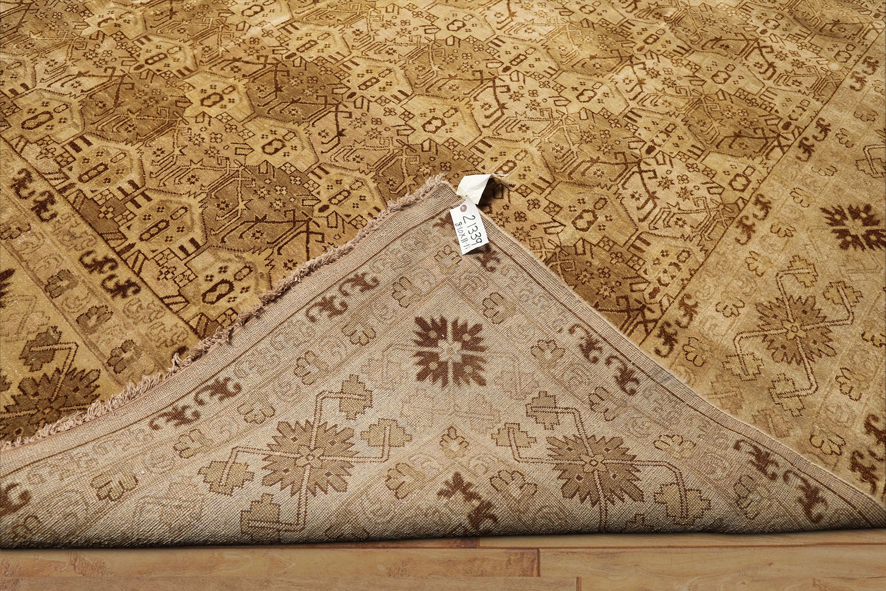 9x12 Light Gold, Tan, Brown Color Hand Knotted Agra Wool Transitional Oriental Rug
