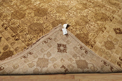 9x12 Light Gold, Tan, Brown Color Hand Knotted Agra Wool Transitional Oriental Rug