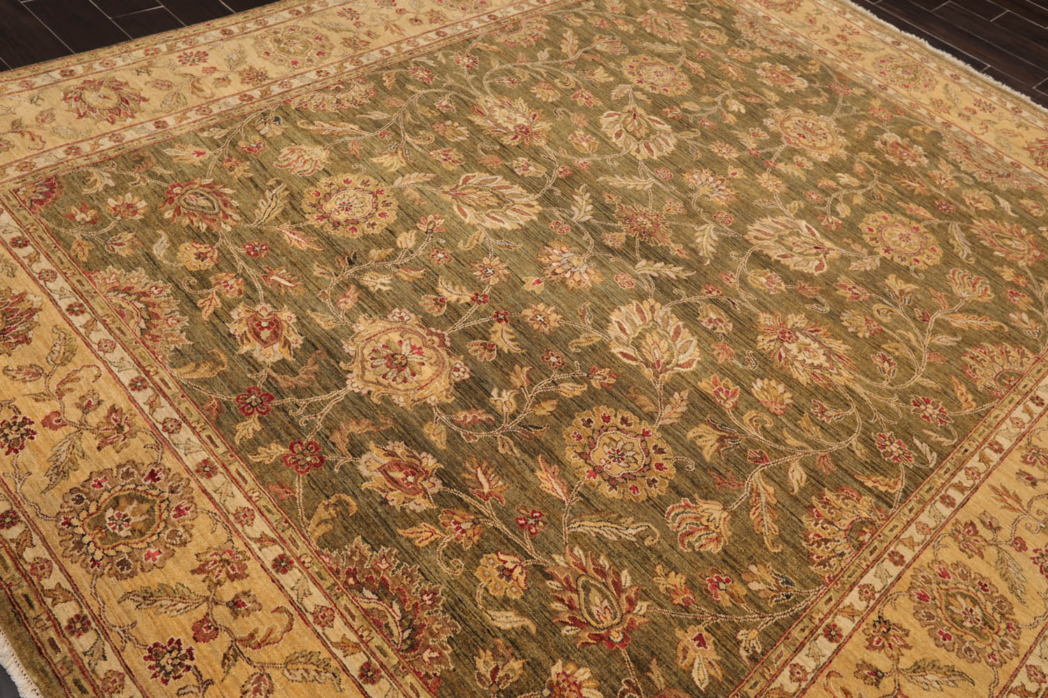8x10 Pistacchio, Gold, Beige Color Hand Knotted All-Over 100% Wool Traditional-Persian/Oriental Oriental Rug