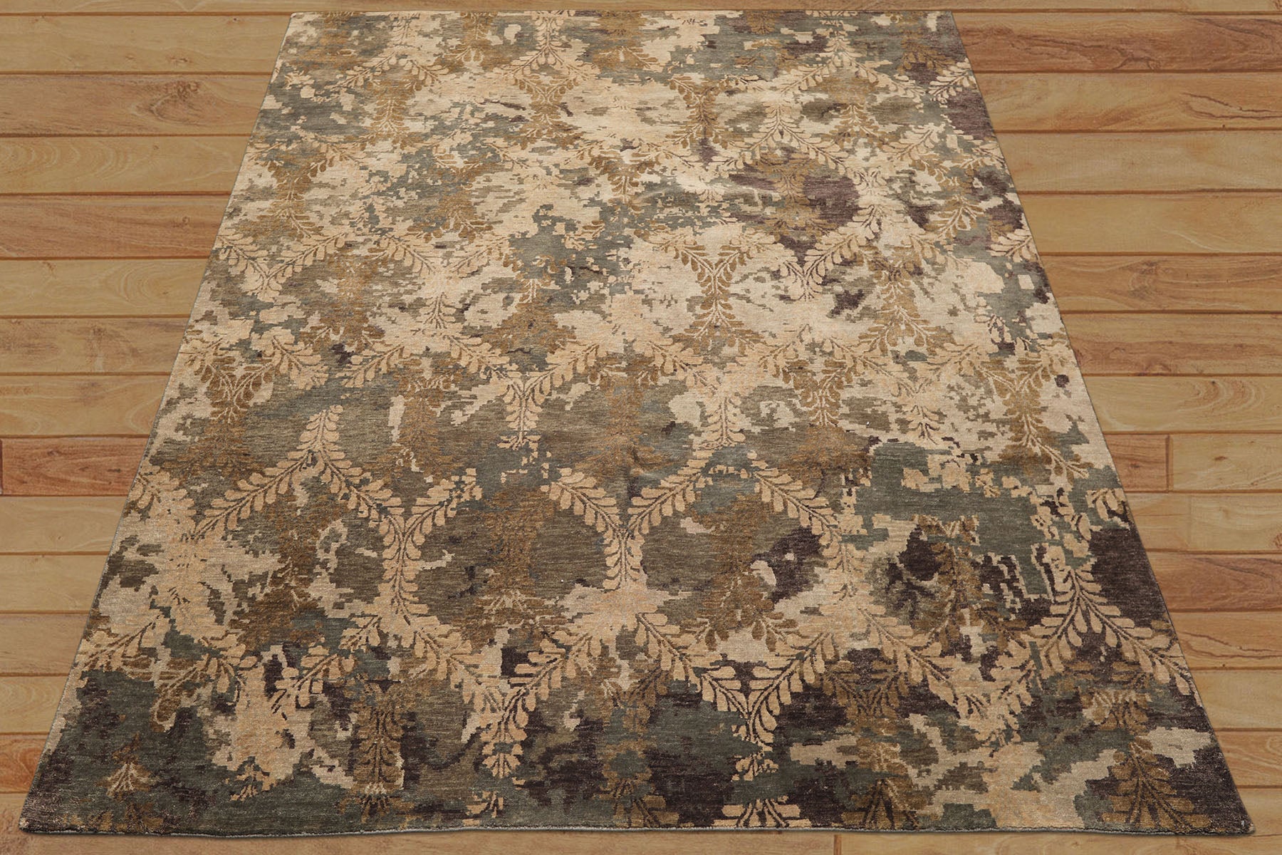 8x10 Beige, Gray, Tan Color Hand Knotted Tibetan Wool Transitional Oriental Rug