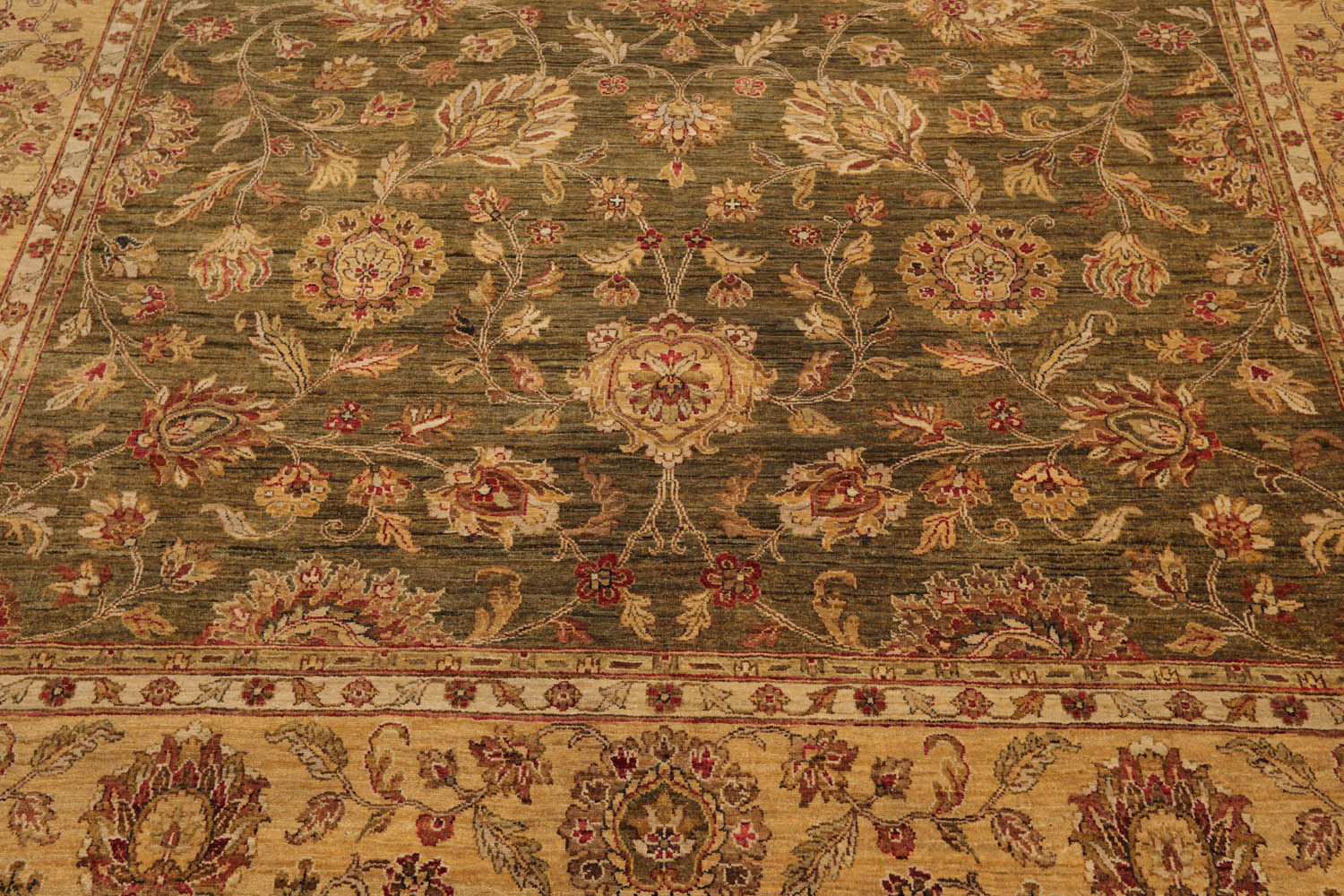 8x10 Pistacchio, Gold, Beige Color Hand Knotted All-Over 100% Wool Traditional-Persian/Oriental Oriental Rug