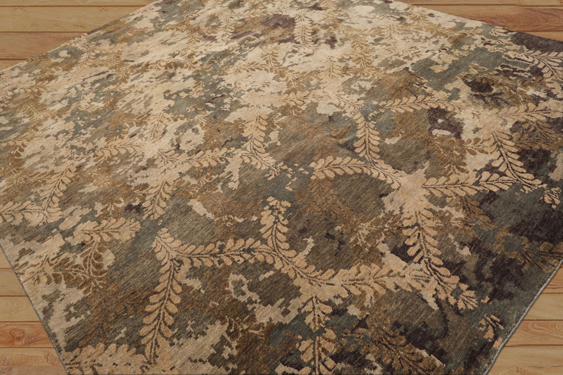 8x10 Beige, Gray, Tan Color Hand Knotted Tibetan Wool Transitional Oriental Rug