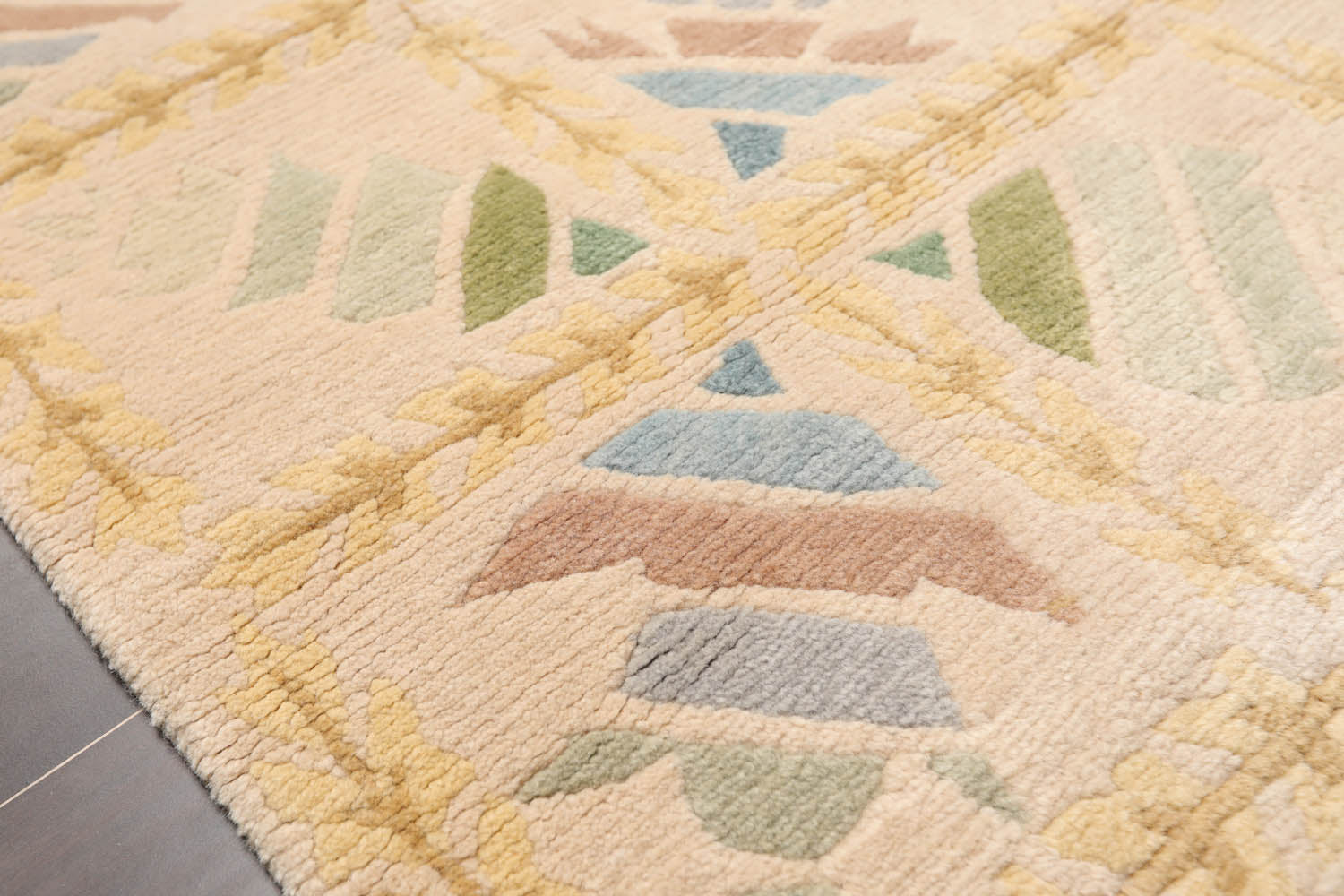 3x5 Beige, Brown, Blue Color Hand Knotted Floral 100% Wool Modern Oriental Rug