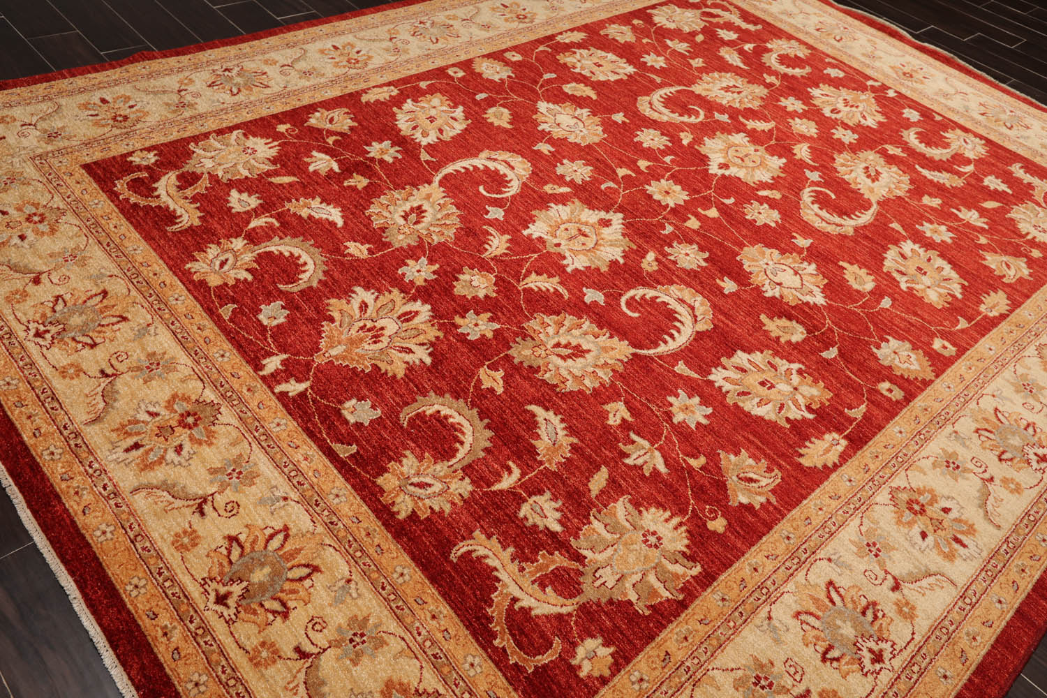 9x12 Orangy Red, Beige, Caramel Color Hand Knotted All-Over 100% Wool Traditional-Persian/Oriental Oriental Rug