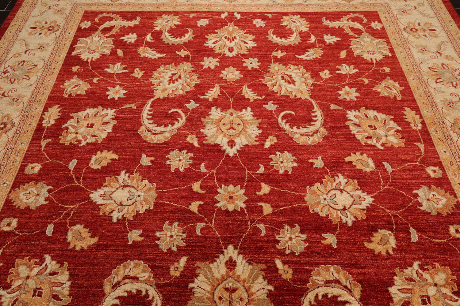 9x12 Orangy Red, Beige, Caramel Color Hand Knotted All-Over 100% Wool Traditional-Persian/Oriental Oriental Rug