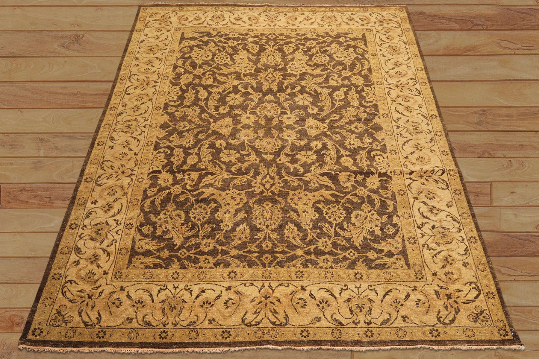 8x10 Brown, Beige, Gold Color Hand Knotted Oushak Wool Traditional Oriental Rug