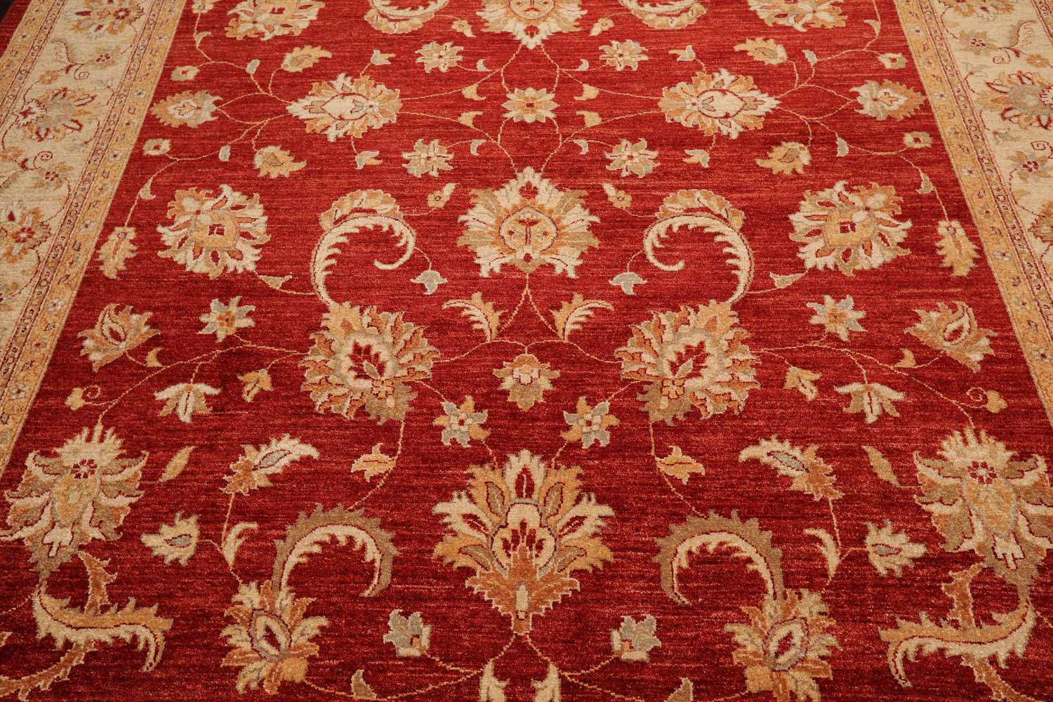 9x12 Orangy Red, Beige, Caramel Color Hand Knotted All-Over 100% Wool Traditional-Persian/Oriental Oriental Rug