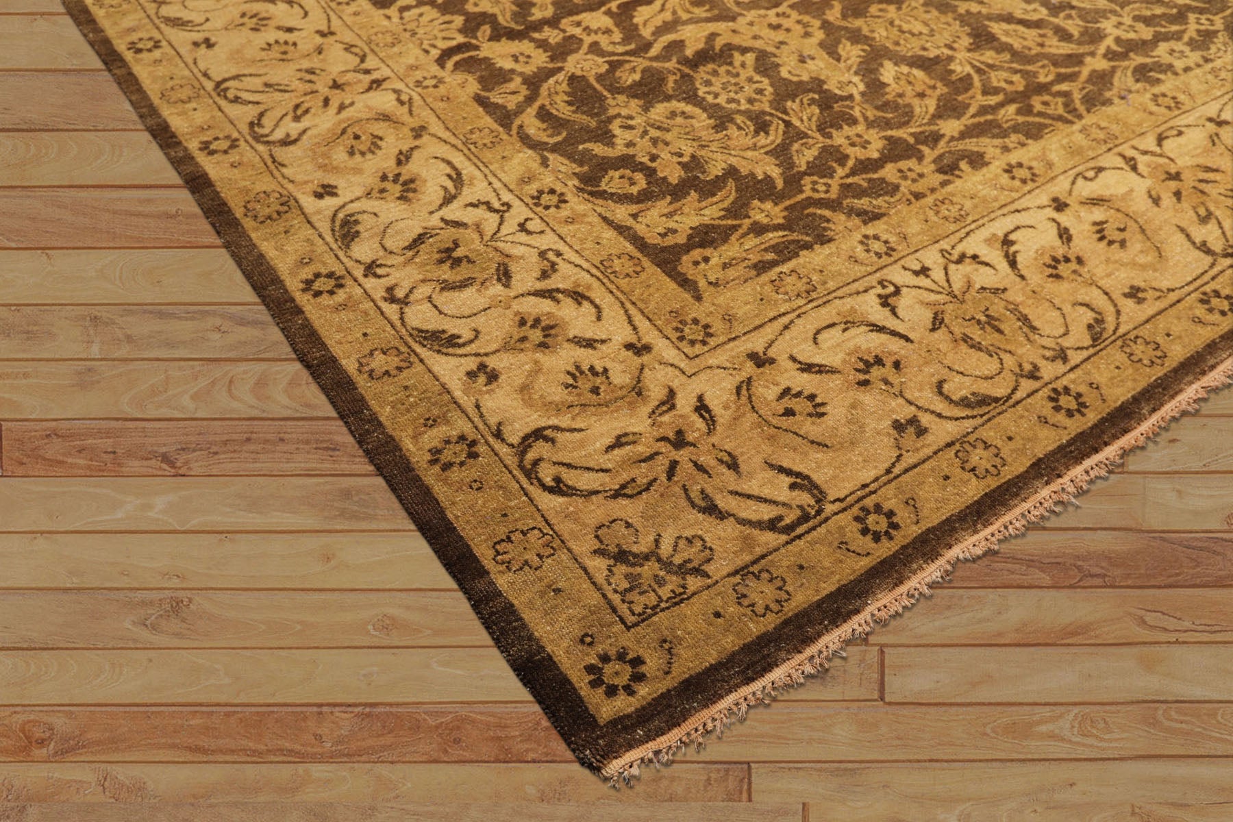 8x10 Brown, Beige, Gold Color Hand Knotted Oushak Wool Traditional Oriental Rug