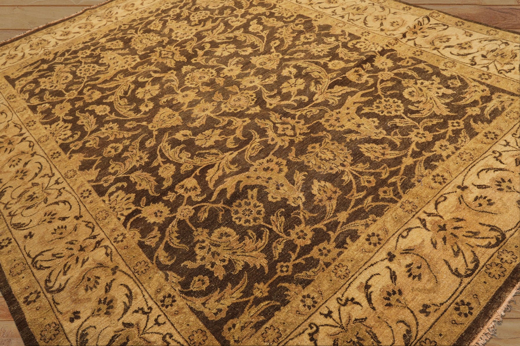 8x10 Brown, Beige, Gold Color Hand Knotted Oushak Wool Traditional Oriental Rug