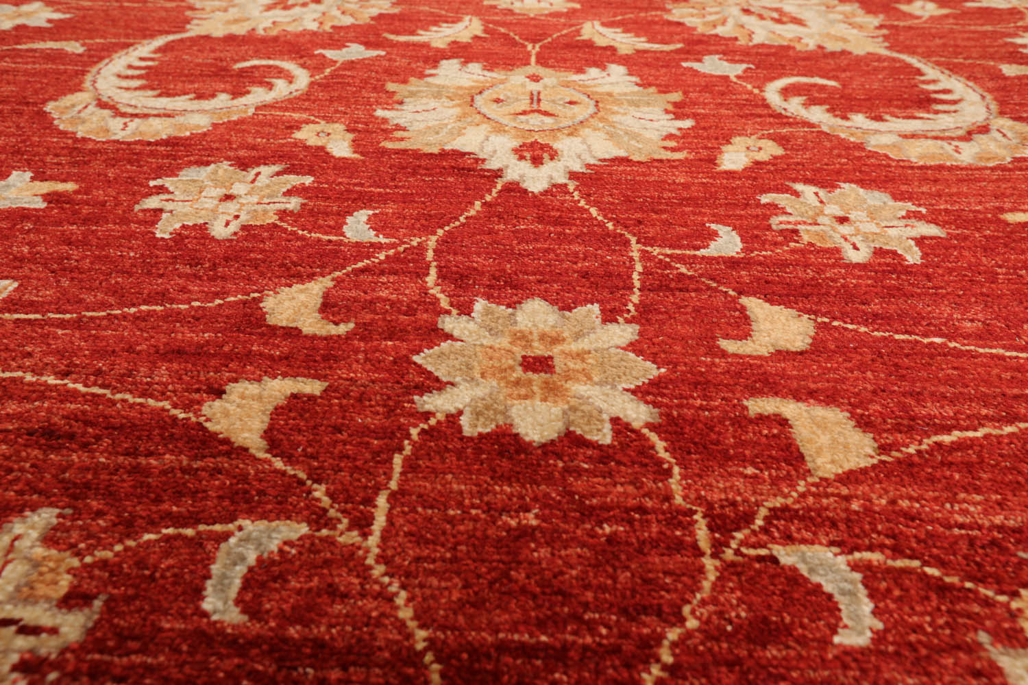 9x12 Orangy Red, Beige, Caramel Color Hand Knotted All-Over 100% Wool Traditional-Persian/Oriental Oriental Rug