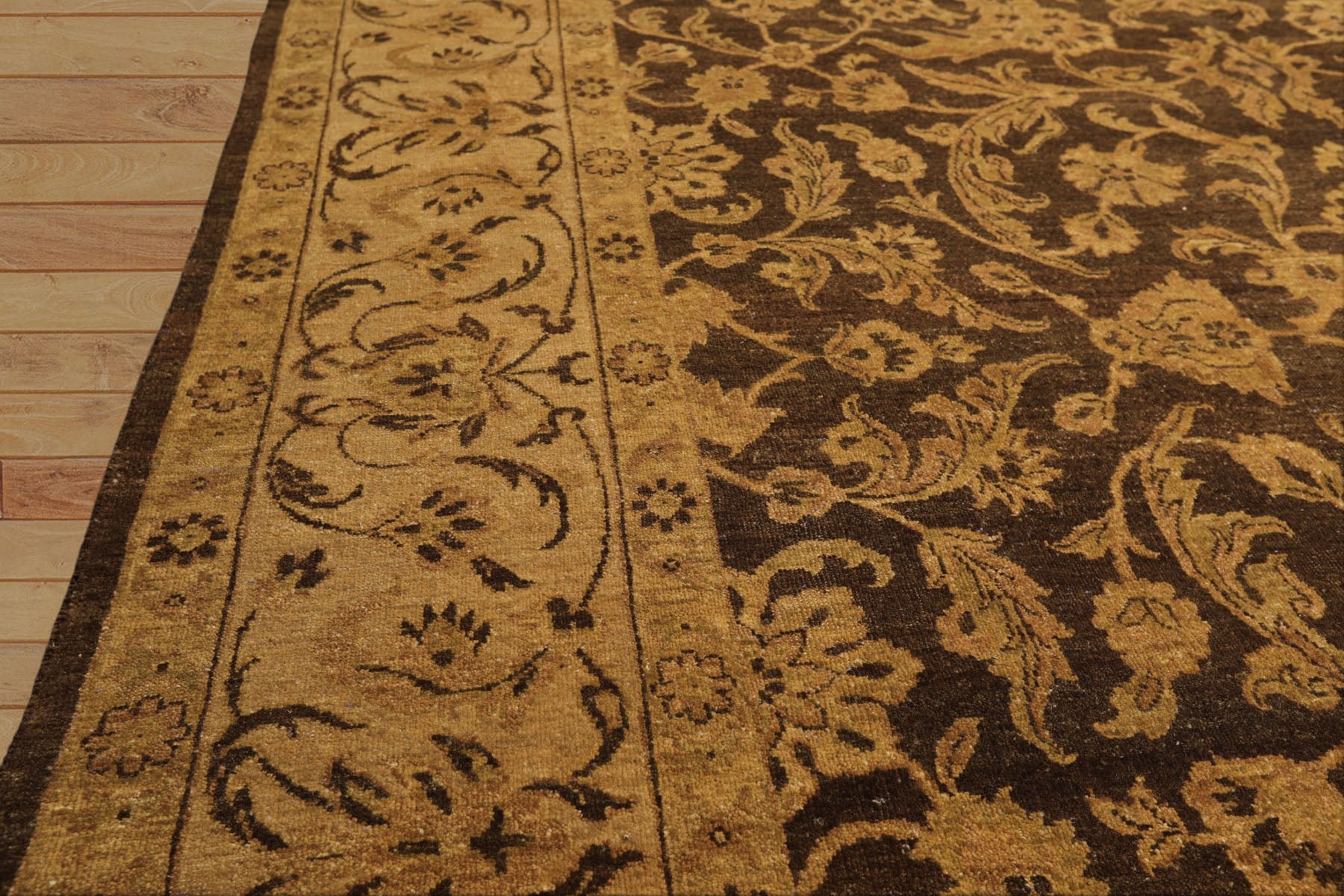 8x10 Brown, Beige, Gold Color Hand Knotted Oushak Wool Traditional Oriental Rug