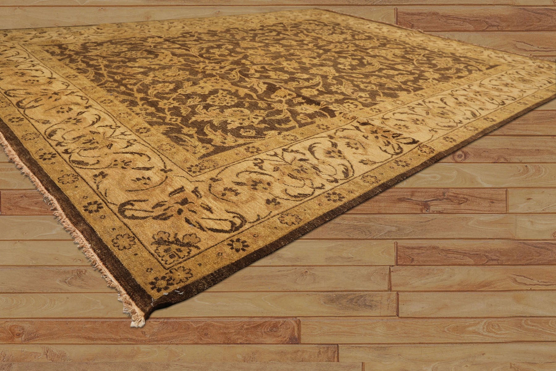 8x10 Brown, Beige, Gold Color Hand Knotted Oushak Wool Traditional Oriental Rug