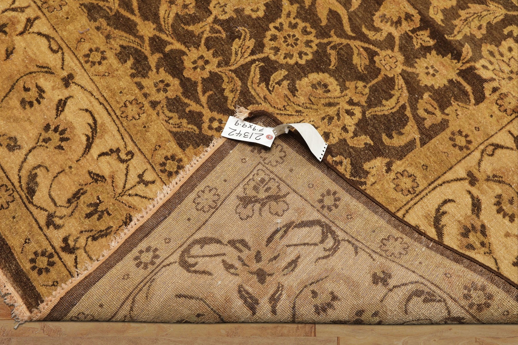 8x10 Brown, Beige, Gold Color Hand Knotted Oushak Wool Traditional Oriental Rug