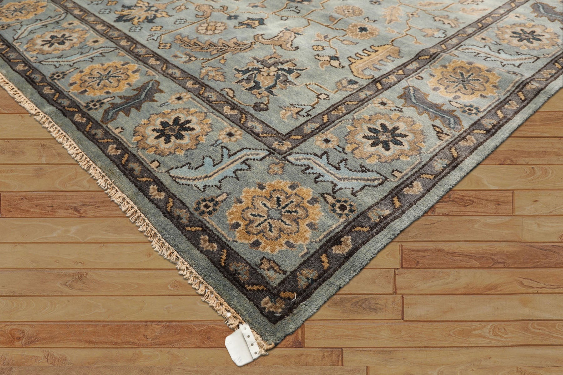 8x10 Aqua, Gray, Tan Color Hand Knotted Oushak Wool Traditional Oriental Rug