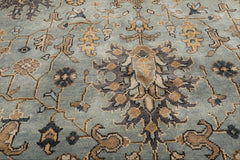 8x10 Aqua, Gray, Tan Color Hand Knotted Oushak Wool Traditional Oriental Rug