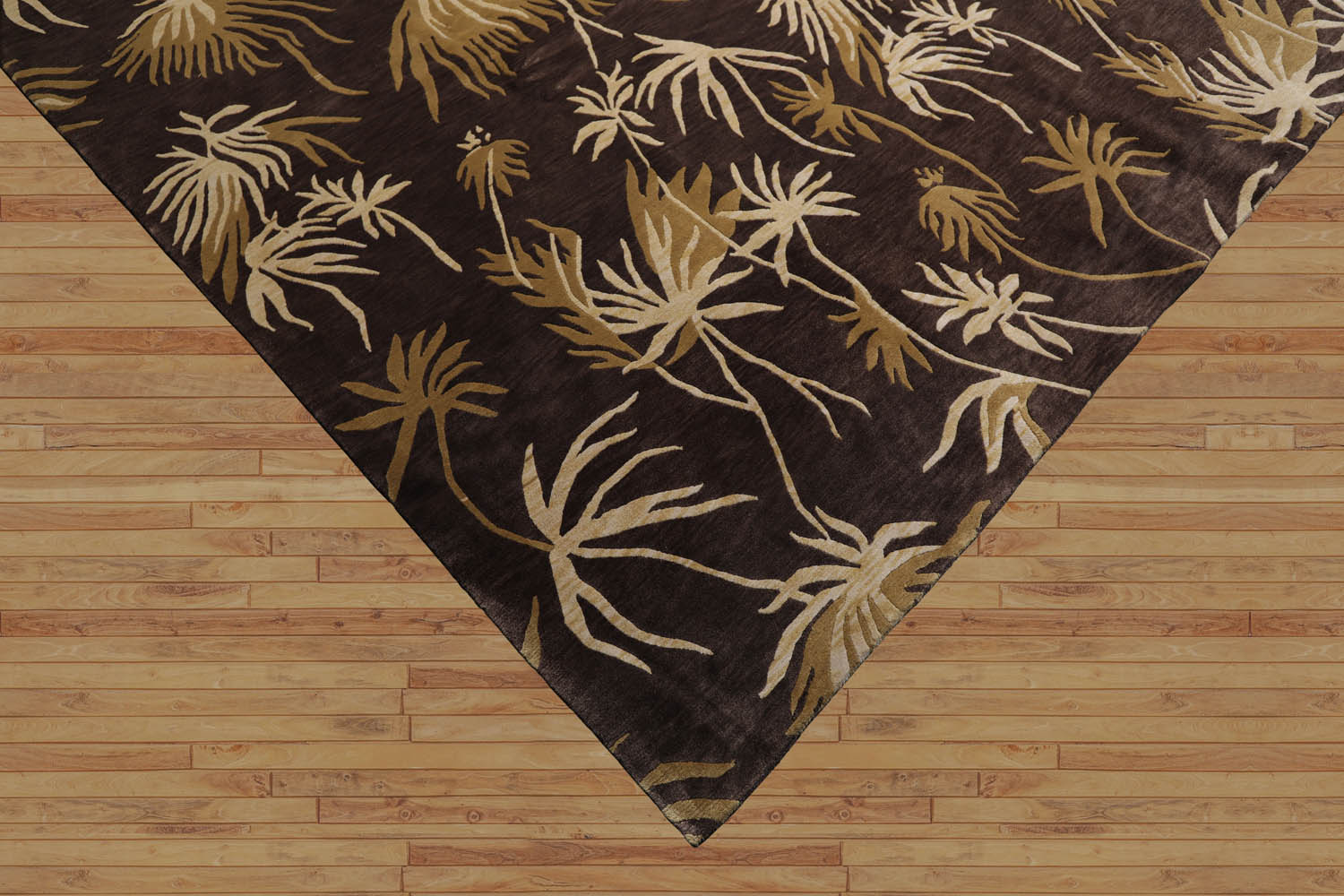 9x12 Brown, Beige, Tan Color Hand Knotted Floral 100% Wool Modern Oriental Rug