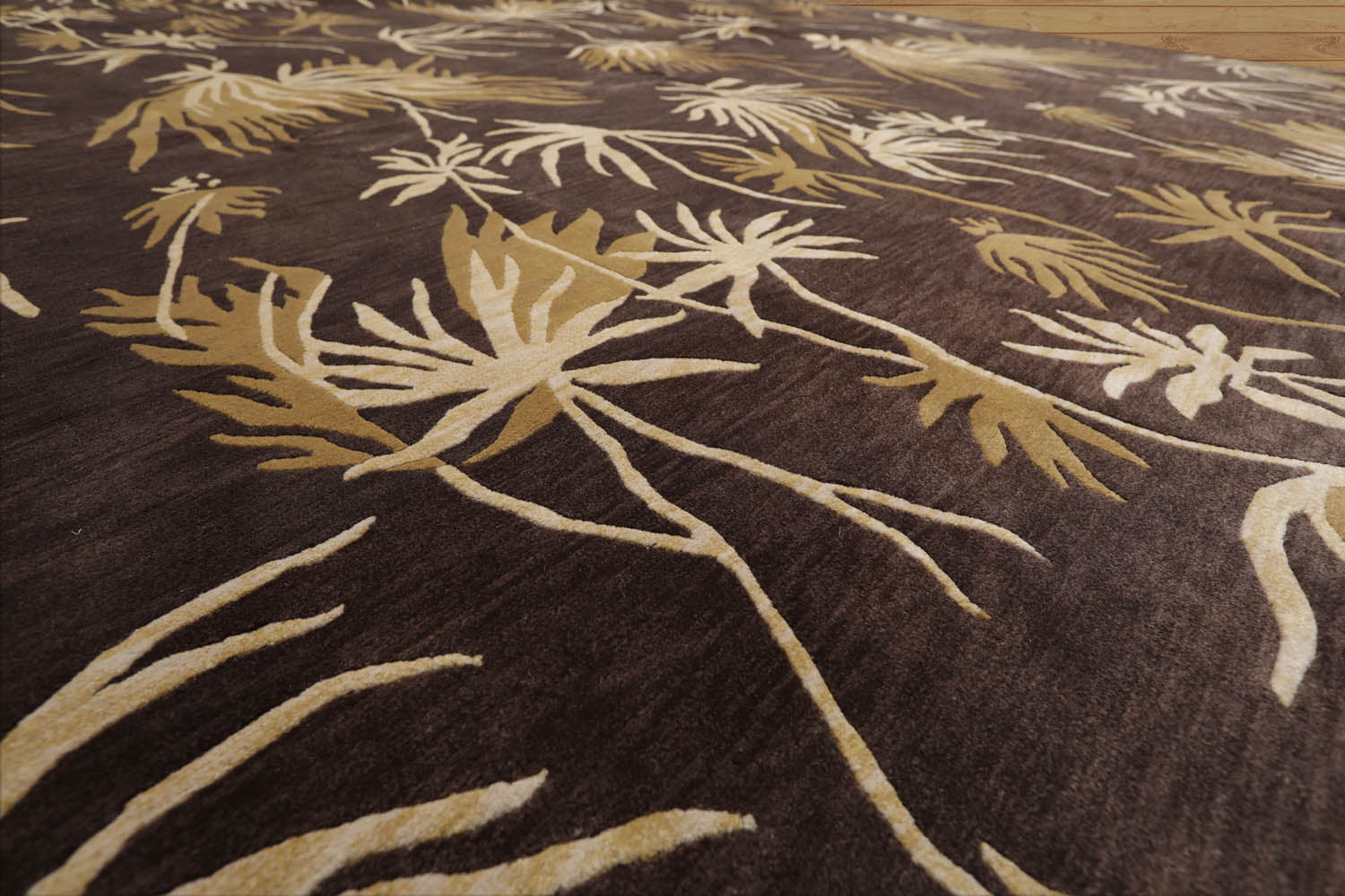 9x12 Brown, Beige, Tan Color Hand Knotted Floral 100% Wool Modern Oriental Rug