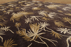9x12 Brown, Beige, Tan Color Hand Knotted Floral 100% Wool Modern Oriental Rug