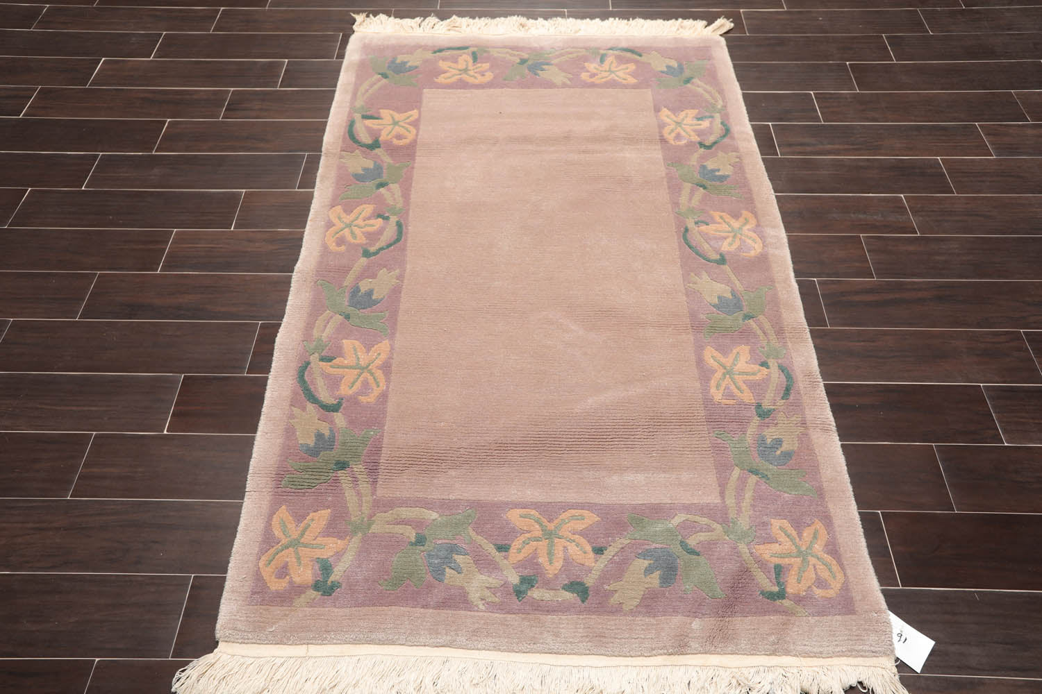 4x6 Taupe, Lavender, Green Color Hand Knotted Floral 100% Wool Traditional-Persian/Oriental Oriental Rug