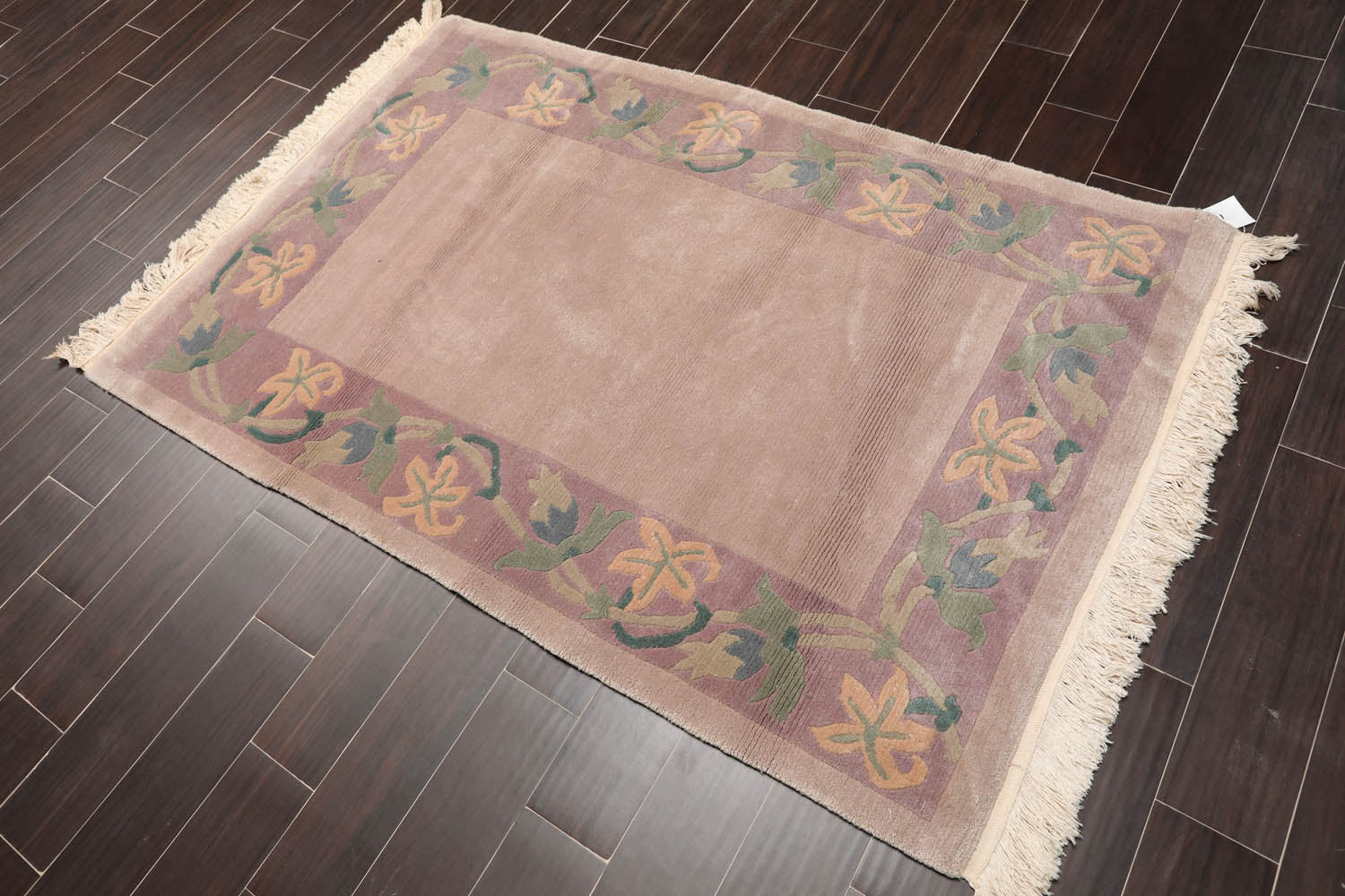 4x6 Taupe, Lavender, Green Color Hand Knotted Floral 100% Wool Traditional-Persian/Oriental Oriental Rug