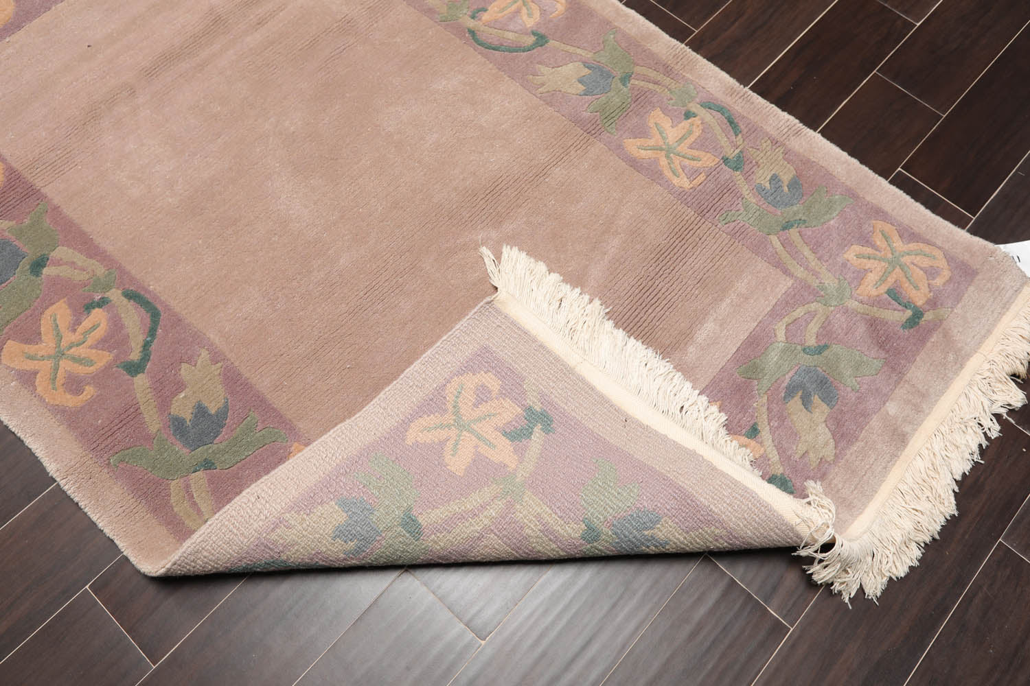 4x6 Taupe, Lavender, Green Color Hand Knotted Floral 100% Wool Traditional-Persian/Oriental Oriental Rug
