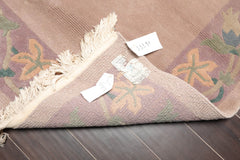 4x6 Taupe, Lavender, Green Color Hand Knotted Floral 100% Wool Traditional-Persian/Oriental Oriental Rug