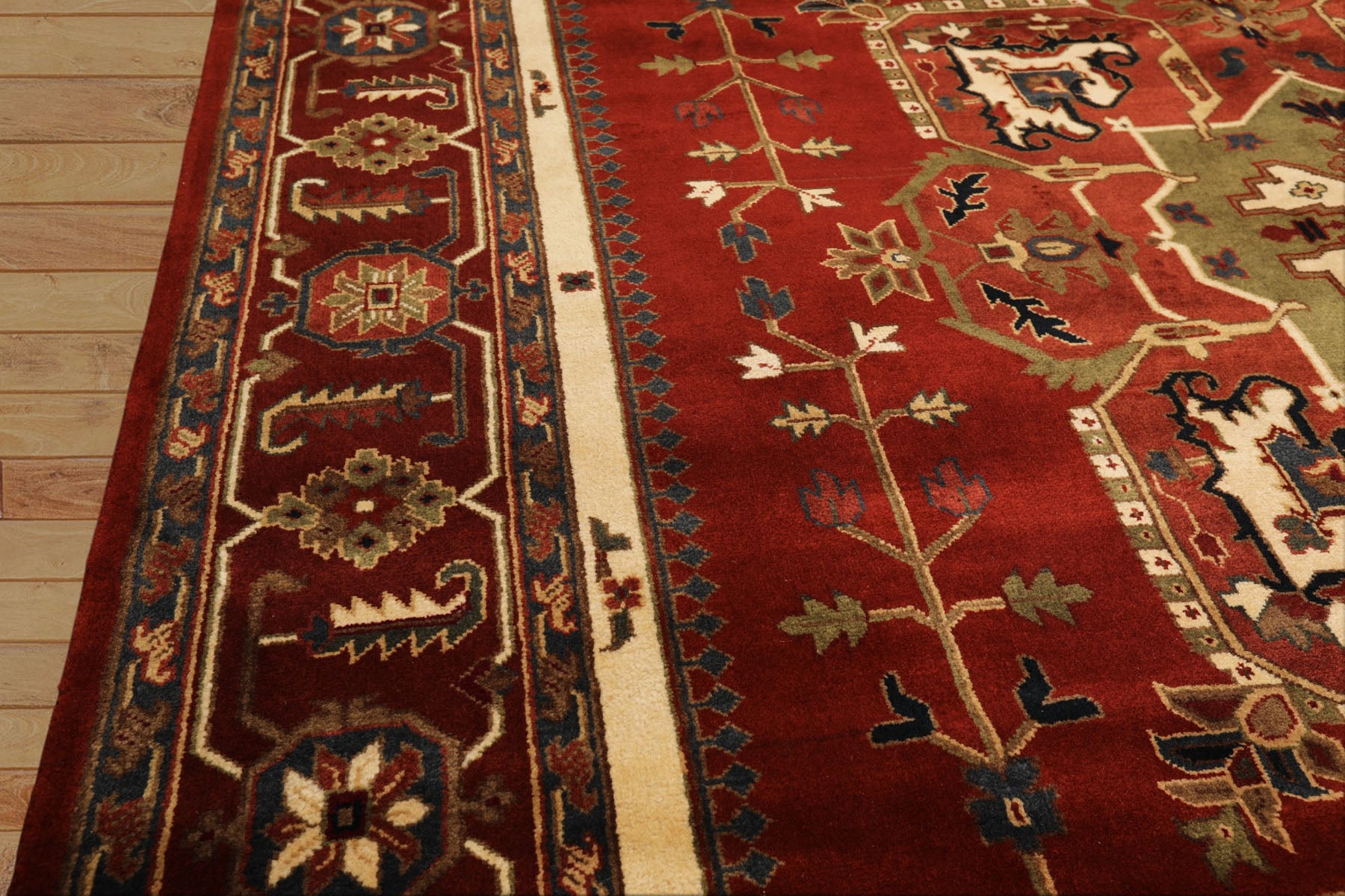 8x10 Rust, Maroon, Ivory Color Hand Knotted Indo Heriz Wool Traditional Oriental Rug