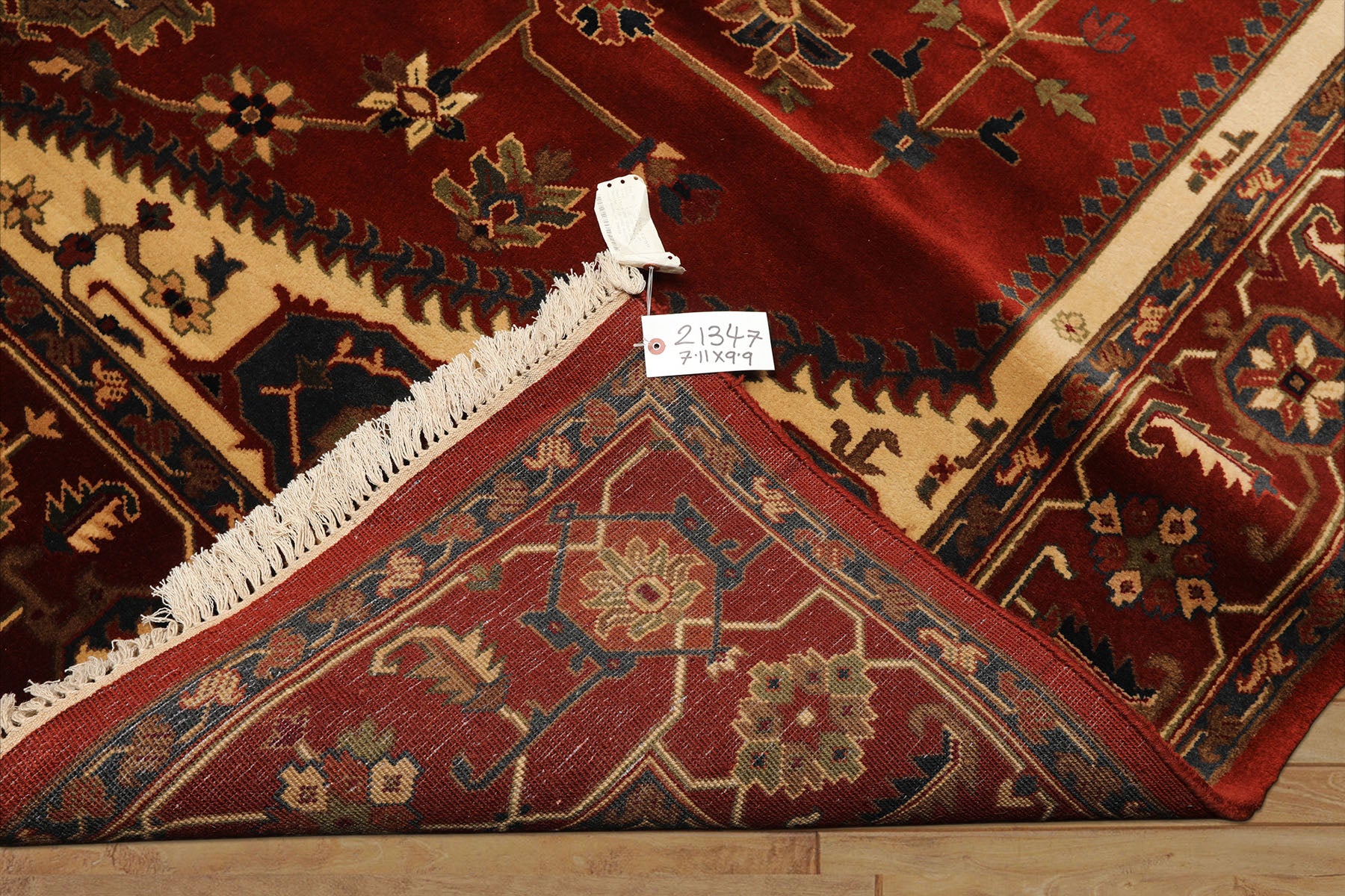 8x10 Rust, Maroon, Ivory Color Hand Knotted Indo Heriz Wool Traditional Oriental Rug