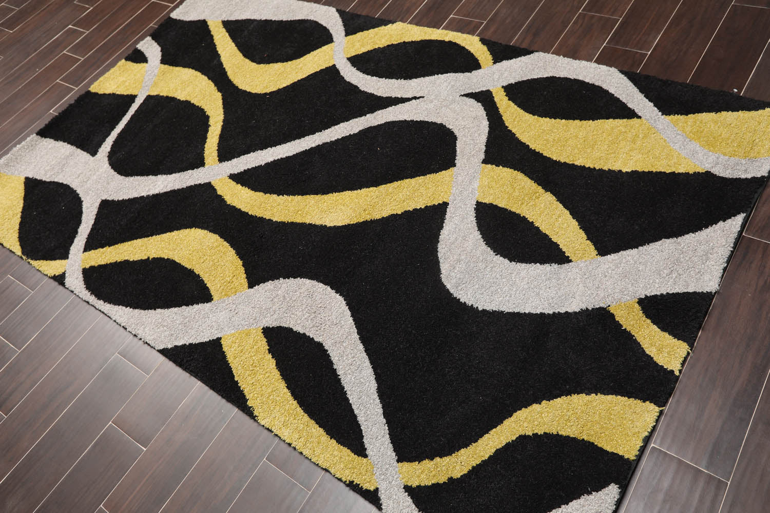 5x7 Black, Gold, Grey Color Machine Made All-Over 100% Wool Modern Oriental Rug