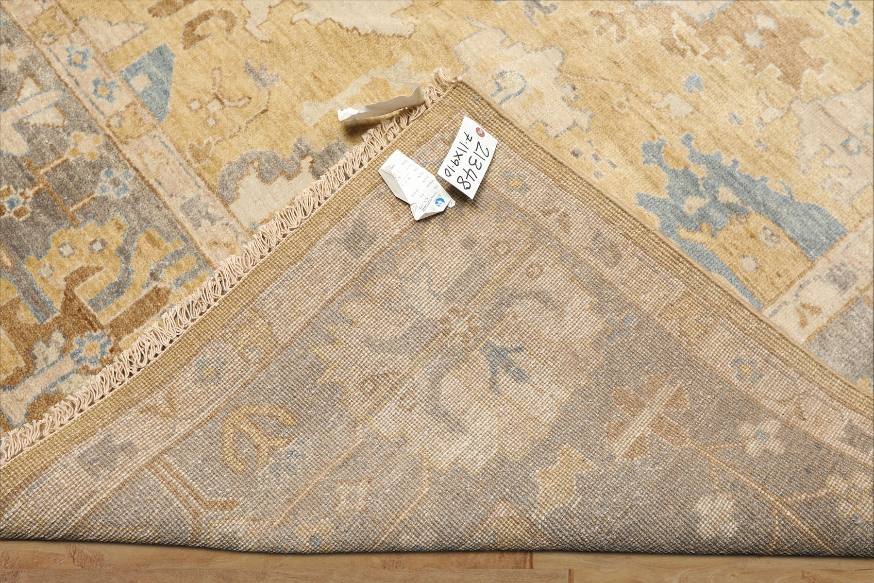 8x10 Light Gold, Gray, Aqua Color Hand Knotted Oushak Wool Traditional Oriental Rug