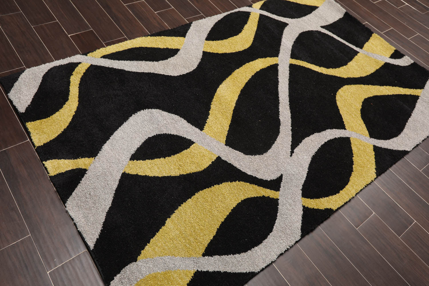 5x7 Black, Gold, Grey Color Machine Made All-Over 100% Wool Modern Oriental Rug