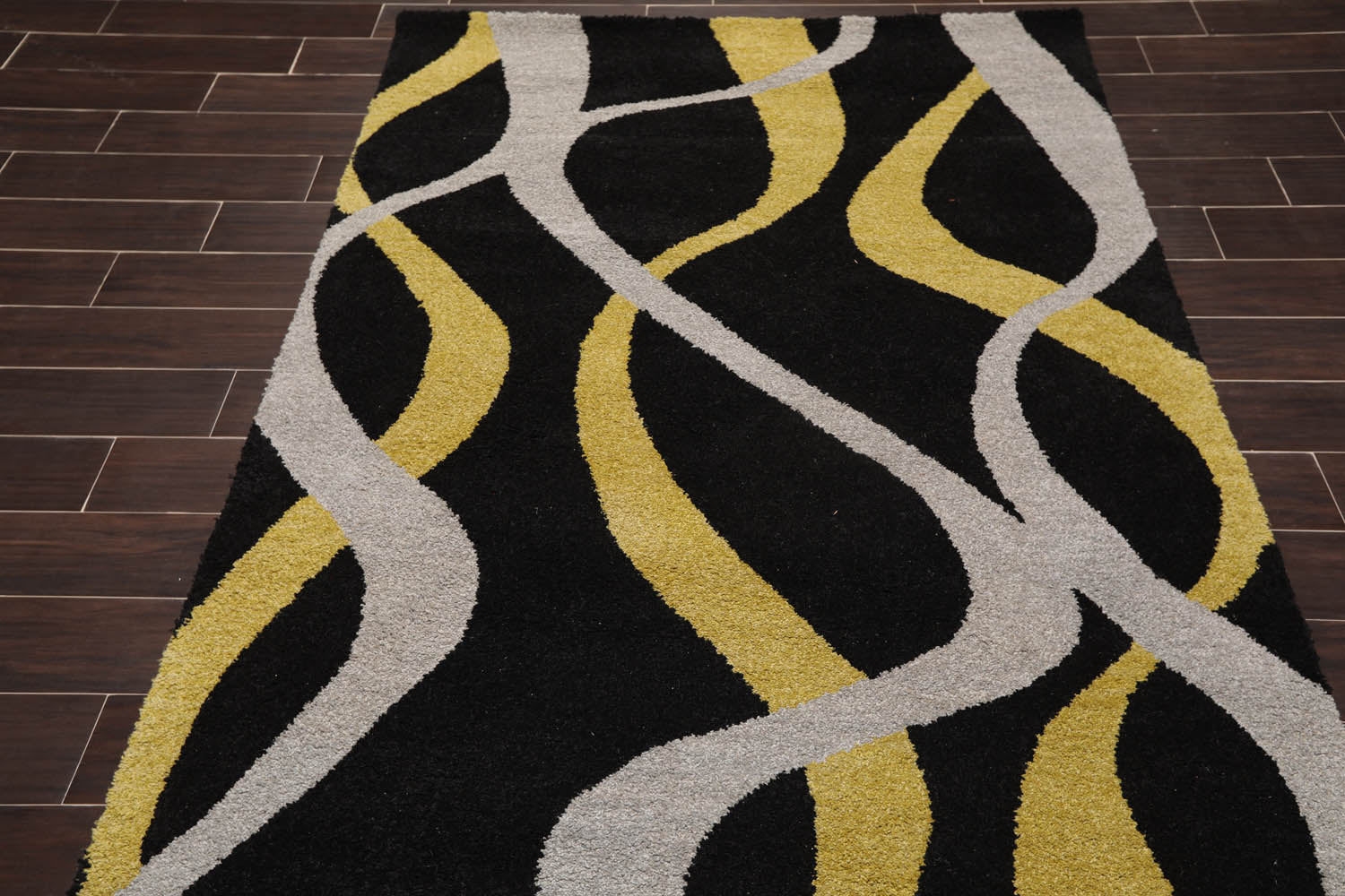 5x7 Black, Gold, Grey Color Machine Made All-Over 100% Wool Modern Oriental Rug