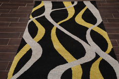 5x7 Black, Gold, Grey Color Machine Made All-Over 100% Wool Modern Oriental Rug
