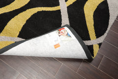 5x7 Black, Gold, Grey Color Machine Made All-Over 100% Wool Modern Oriental Rug