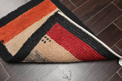 2x3 Beige, Black, Gray Color Hand Knotted All-Over 100% Wool Transitional Oriental Rug