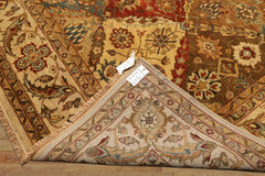 8x10 Beige, Tan, Aqua Color Hand Knotted Agra Wool Transitional Oriental Rug