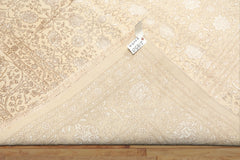 8x10 Ivory, Tan, Color Hand Knotted Tibetan Wool & Bamboo Silk Traditional Oriental Rug