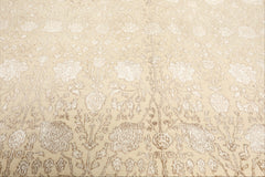 8x10 Ivory, Tan, Color Hand Knotted Tibetan Wool & Bamboo Silk Traditional Oriental Rug
