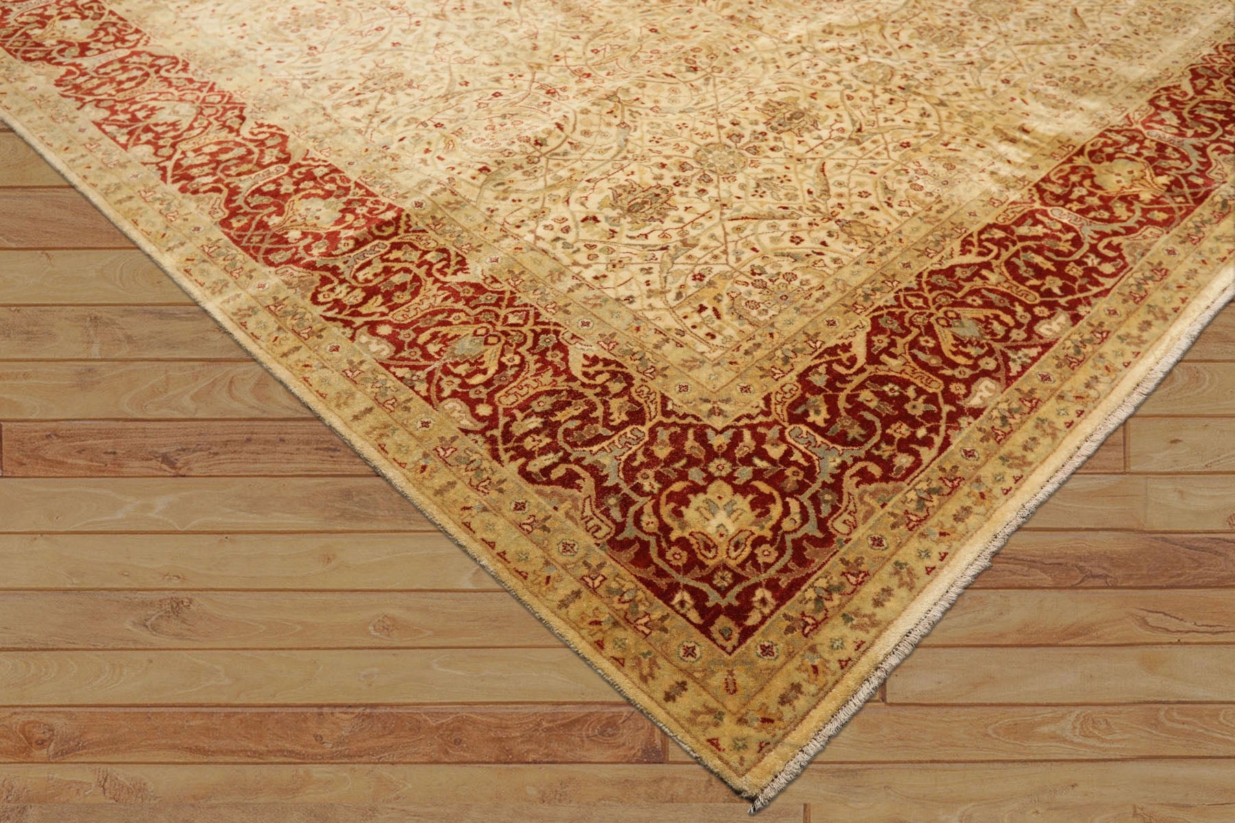 8x10 Beige, Burnt Orange, Mint Color Hand Knotted Agra New Zealand Wool Transitional Oriental Rug