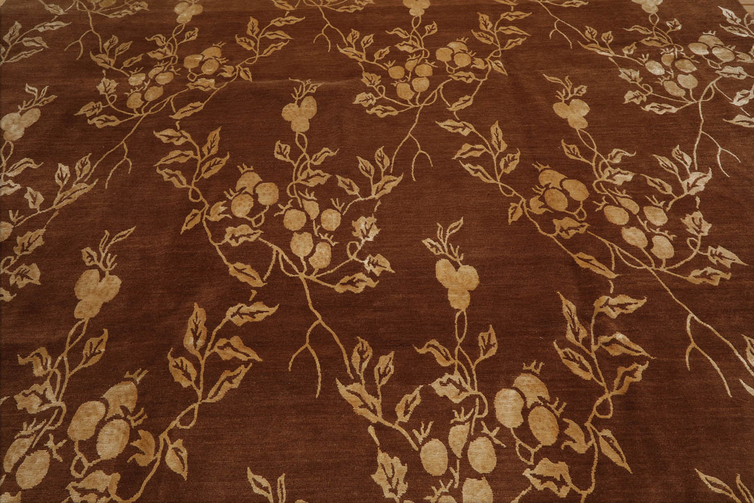 Square Brown, Light Gold, Color Hand Knotted All-Over 100% Wool Transitional Oriental Rug