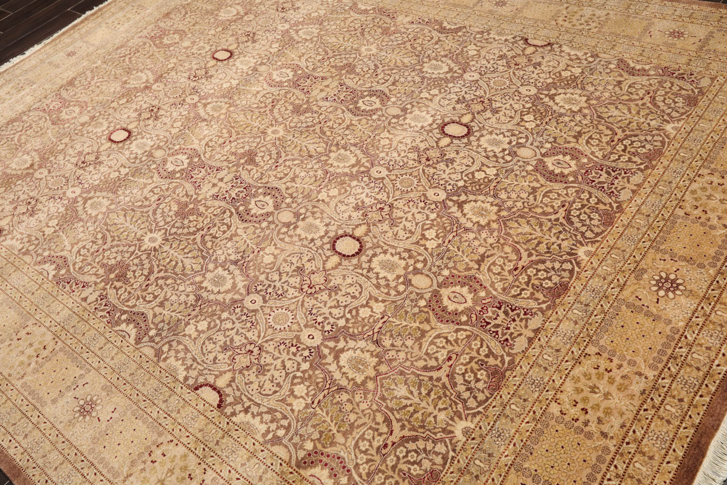 8x10 Brown, Tan, Gold Color Hand Knotted All-Over 100% Wool Traditional-Persian/Oriental Oriental Rug