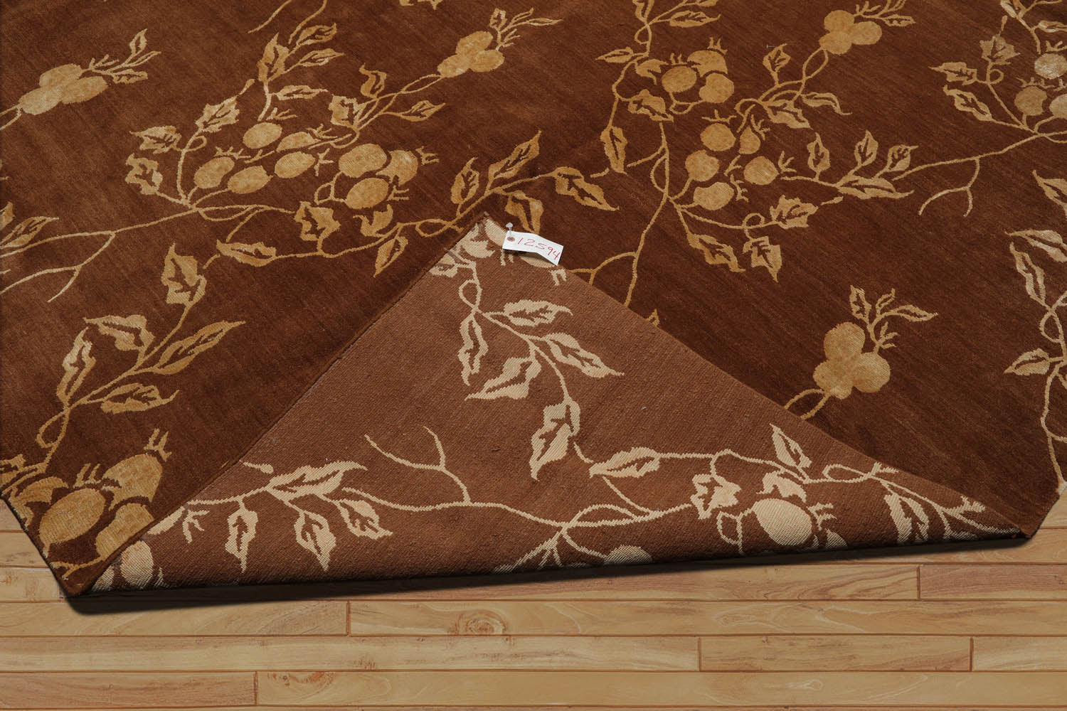 Square Brown, Light Gold, Color Hand Knotted All-Over 100% Wool Transitional Oriental Rug