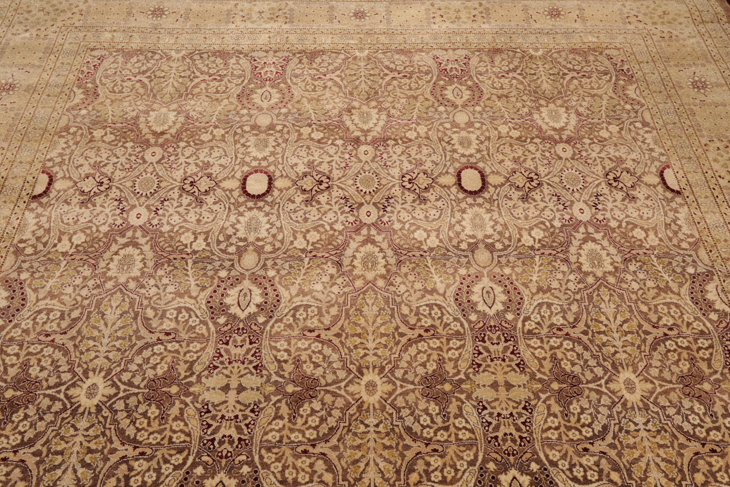 8x10 Brown, Tan, Gold Color Hand Knotted All-Over 100% Wool Traditional-Persian/Oriental Oriental Rug